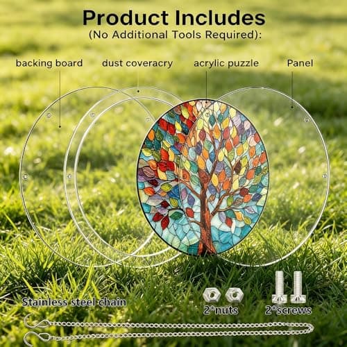 Acrylic Puzzle Suncatcher 83 Pieces, Dawn Blossom Sea Sun Puzzle Suncatcher, DIY SunCatcher for Window Hanging, Home & Garden Decor, Gift for Women, Mom, Friends (Emerald Flame Hummingbird, 7.4in) — view 4