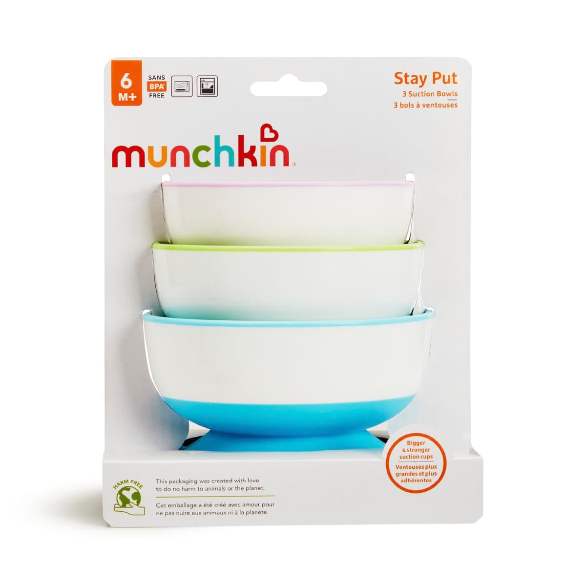 Munchkin Stay Put Baby Suction Bowl Set| Baby Bowls for Weaning| Baby Feeding Suction Dish Pack| for Babies & Toddlers 6 Months+|BPA Free Weaning Set for Babies| Microwave/Dishwasher Safe | 3 Pack — view 7
