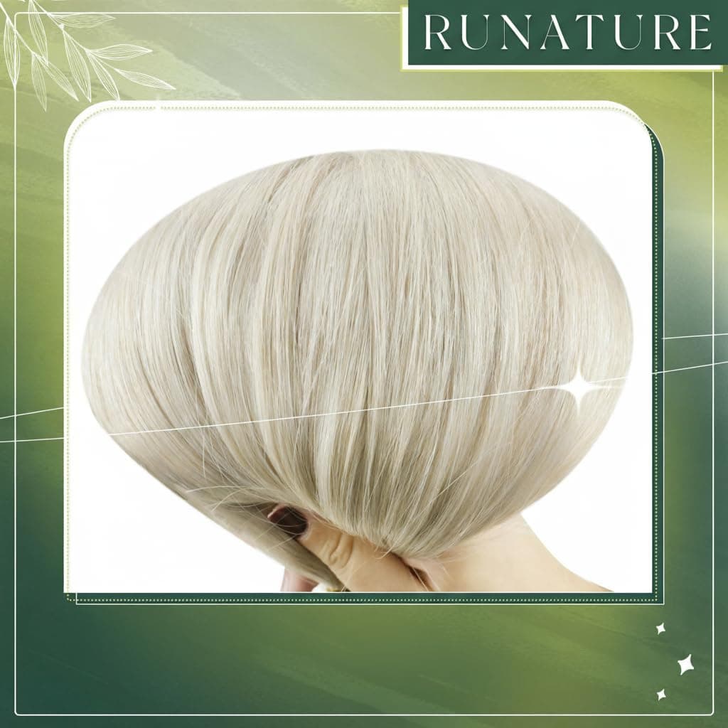 RUNATURE 18 Inch Nano Beads Hair Extensions Real Human Hair Ice Blonde Nano Hair Extensions Real Human Hair White Blonde Invisible Nano Rings Straight Remy Hair 50g 50s #800 — view 7