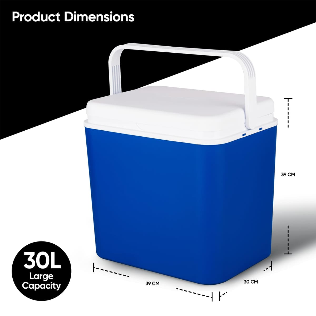 Cool Box Lightweight Portable Ice Cooler with Handle & Lid, Insulated Cooler Box for Camping, Picnic, Beach & Travel — view 2