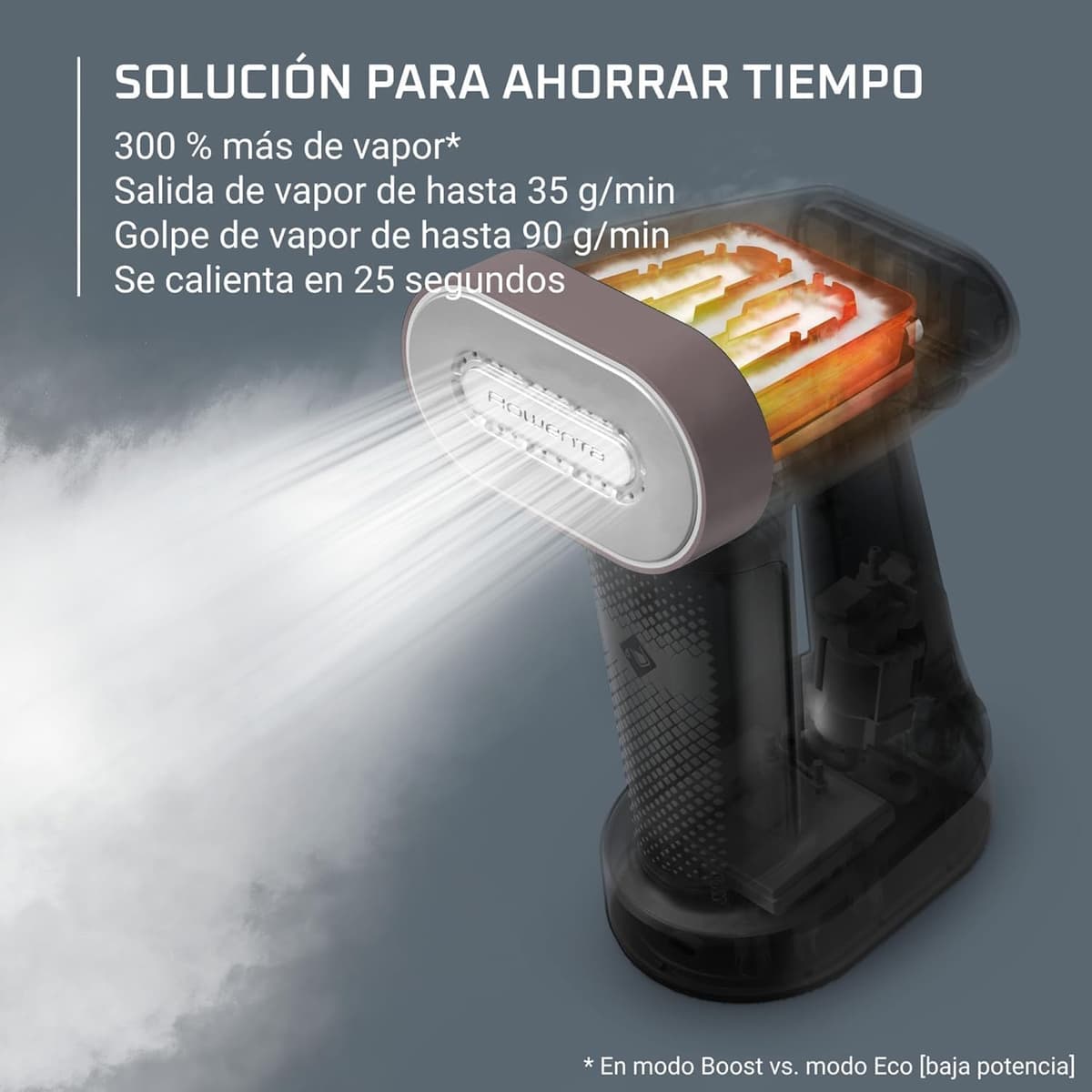 Rowenta Pure Force, Cepillo de vapor y plancha 2 en 1, Uso vertical/horizontal, Vapor potente, Se calienta en 25s, Depósito de agua extraíble de 180ml, Elimina hasta el 99,99% de bacterias, DR8720F0 — view 3
