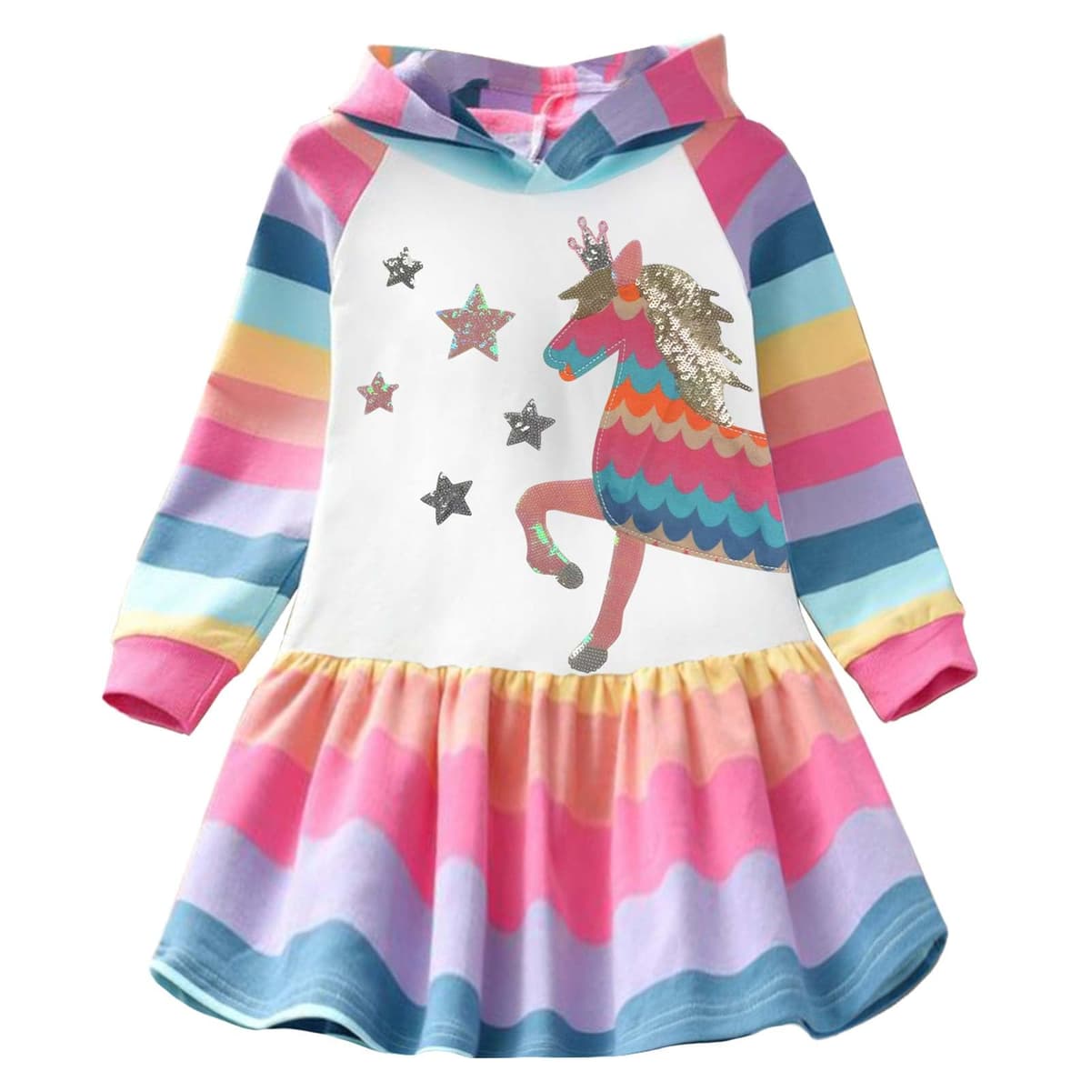 VIKITA Niñas Vestidos Algodón Animal Bordado Manga Larga Vestido para Niños — view 9