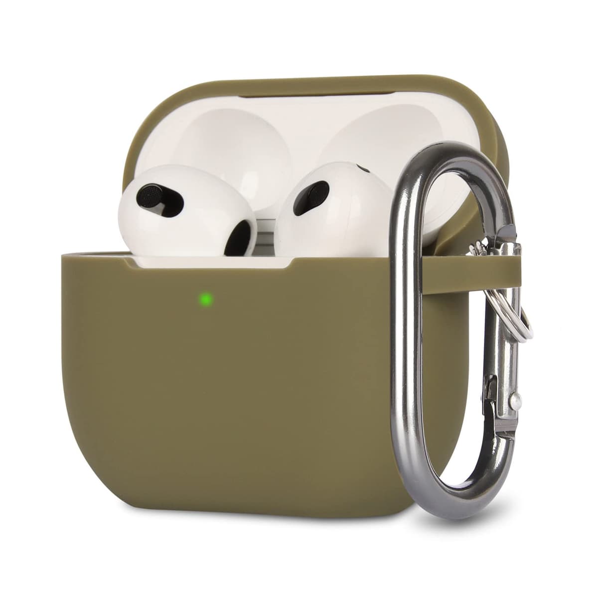 Funda de Silicona Compatible con AirPods 3, Anti-rasguños, Anti-Polvo, LED Frontal Visible, Funda Premium Silicona para AirPods 3.ª Generación (2021) con Mosquetón, Coral Orange — view 8
