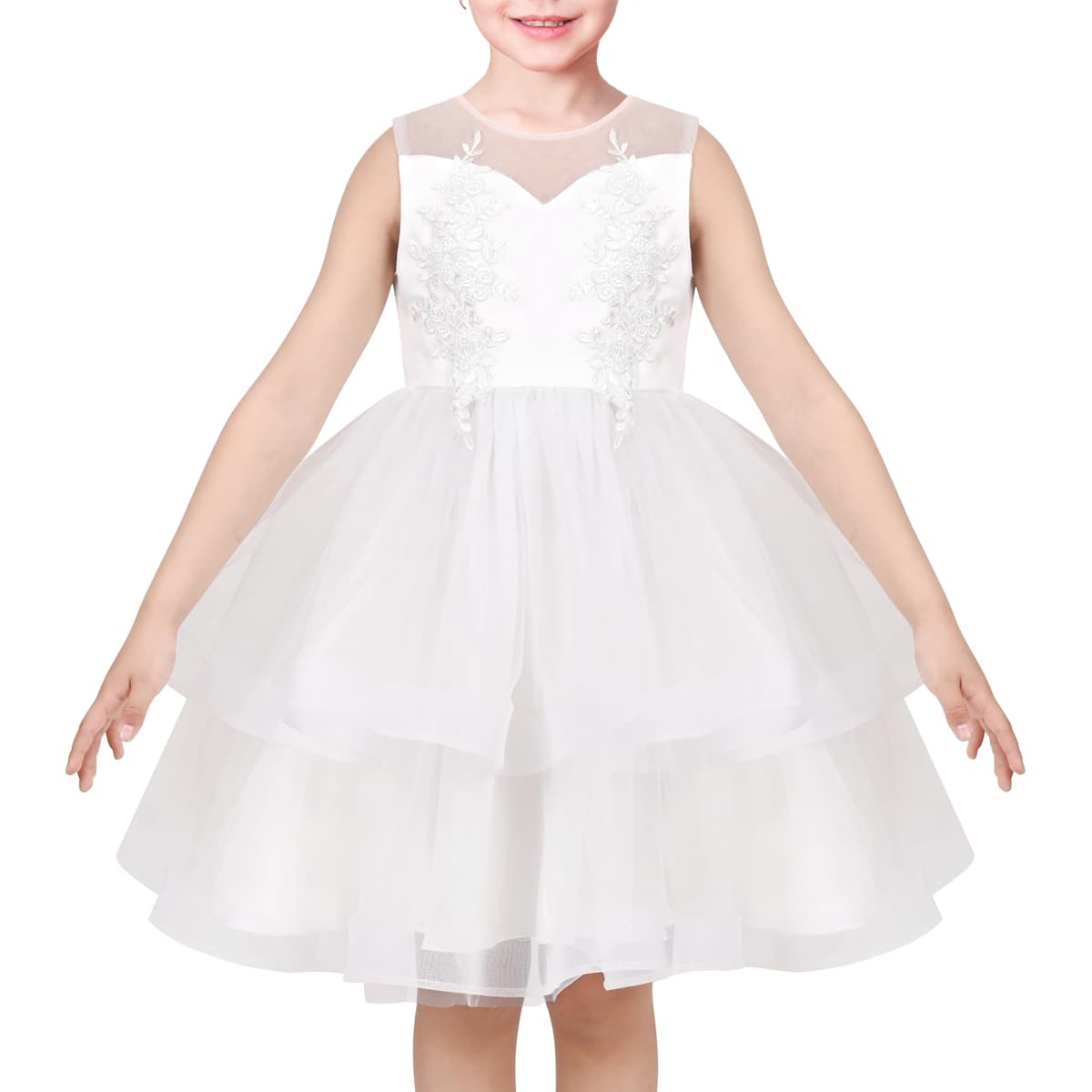 Sunny Fashion Flower Girls Dress Blue Belted Wedding Party Bridesmaid Size 4-12 — view 10