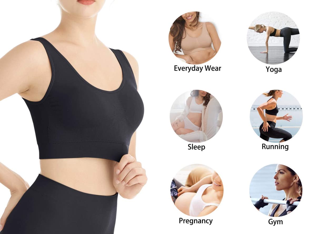 Lemef 3-Pack Seamless Sports Bra Wirefree Yoga Bra with Removable Pads for Women — view 5