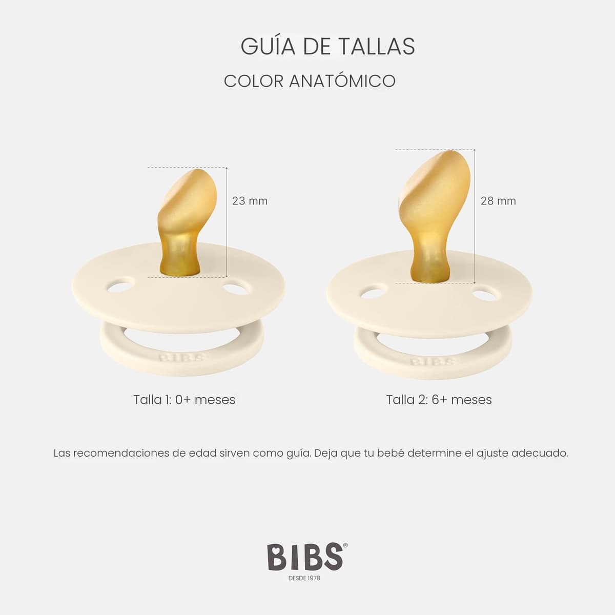 BIBS Colour Anatomical Glow Paquete de 2 chupetes. Libre de BPA, Pezonera anatómica. Látex natural. Talla 1 (0-6 meses), Blush Glow/Vanilla Glow — view 2