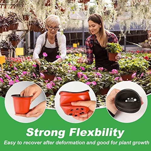 TDHDIKE Plastic Planter Nursery Pots 4" Small (50pcs) Seedlings Flower Pots Container Seed Starting Pots for Plants Come with 50pcs Labels — view 3