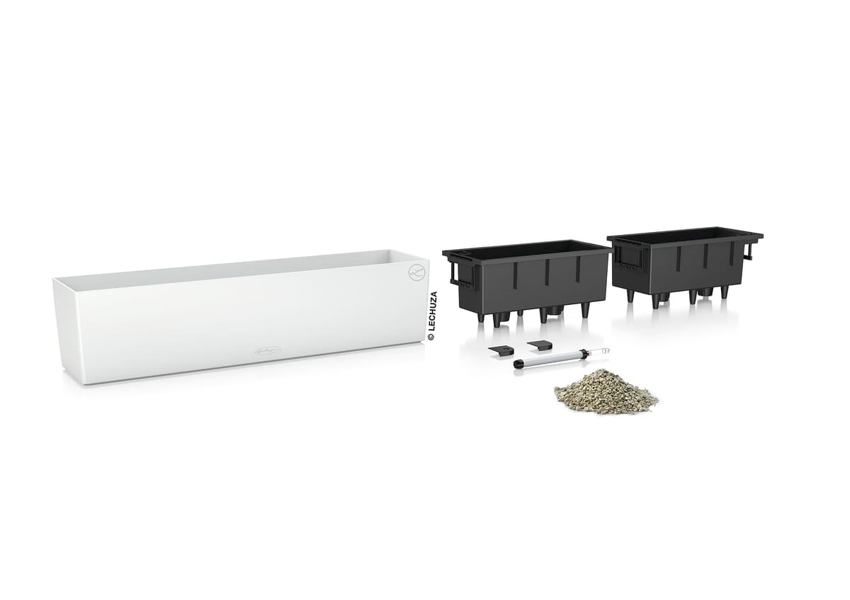 Lechuza 15680 - Kit completo maceta balconera, Blanco, 79 x 19 x 19 — view 2