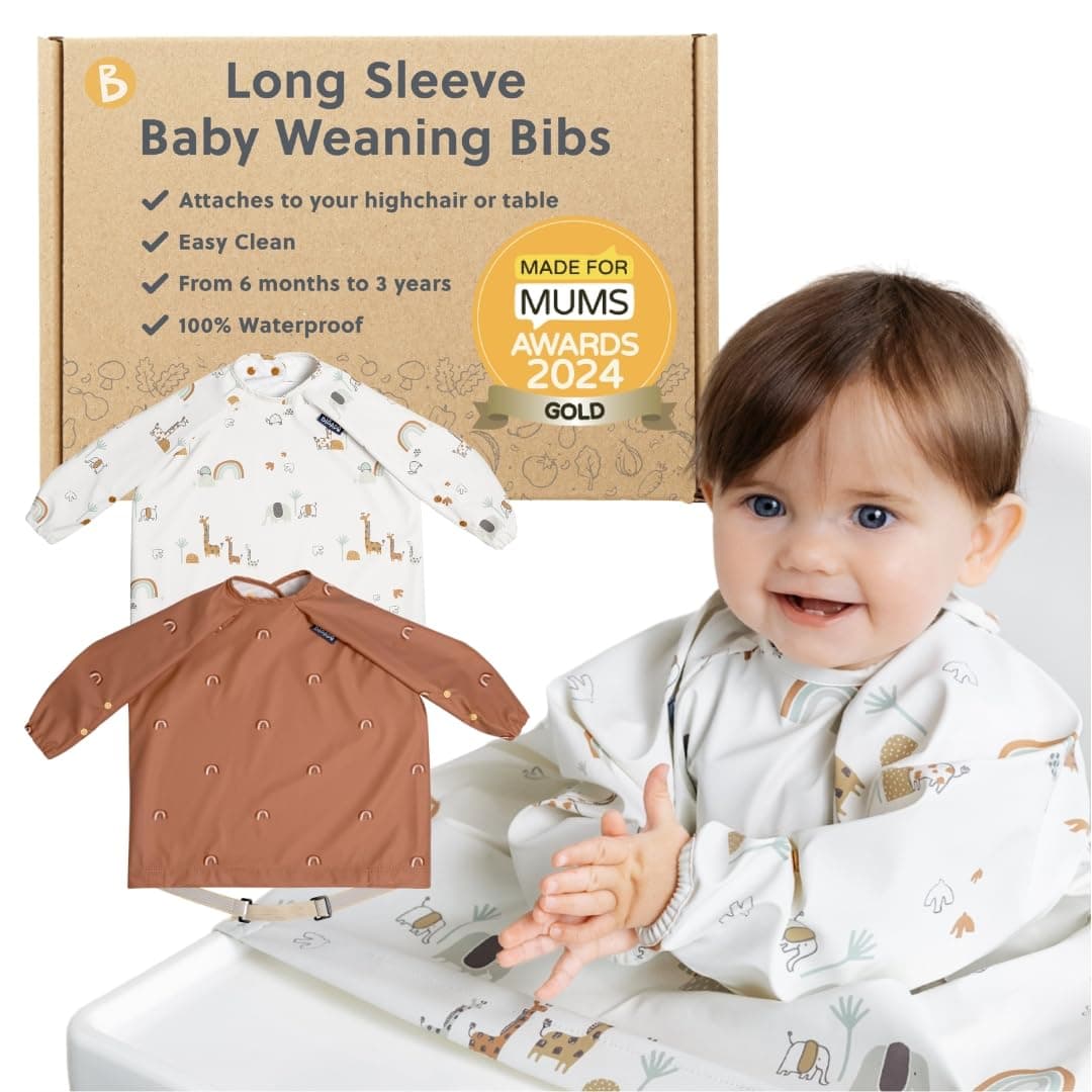 BIBaDO - Long Sleeve Baby Bibs - Babies & Toddlers 6-36 Months - Coverall Weaning Bib - Easy Wipe Clean & Soft Fabric - Attach to Highchair & Tables - Waterproof - Machine Washable — view 17