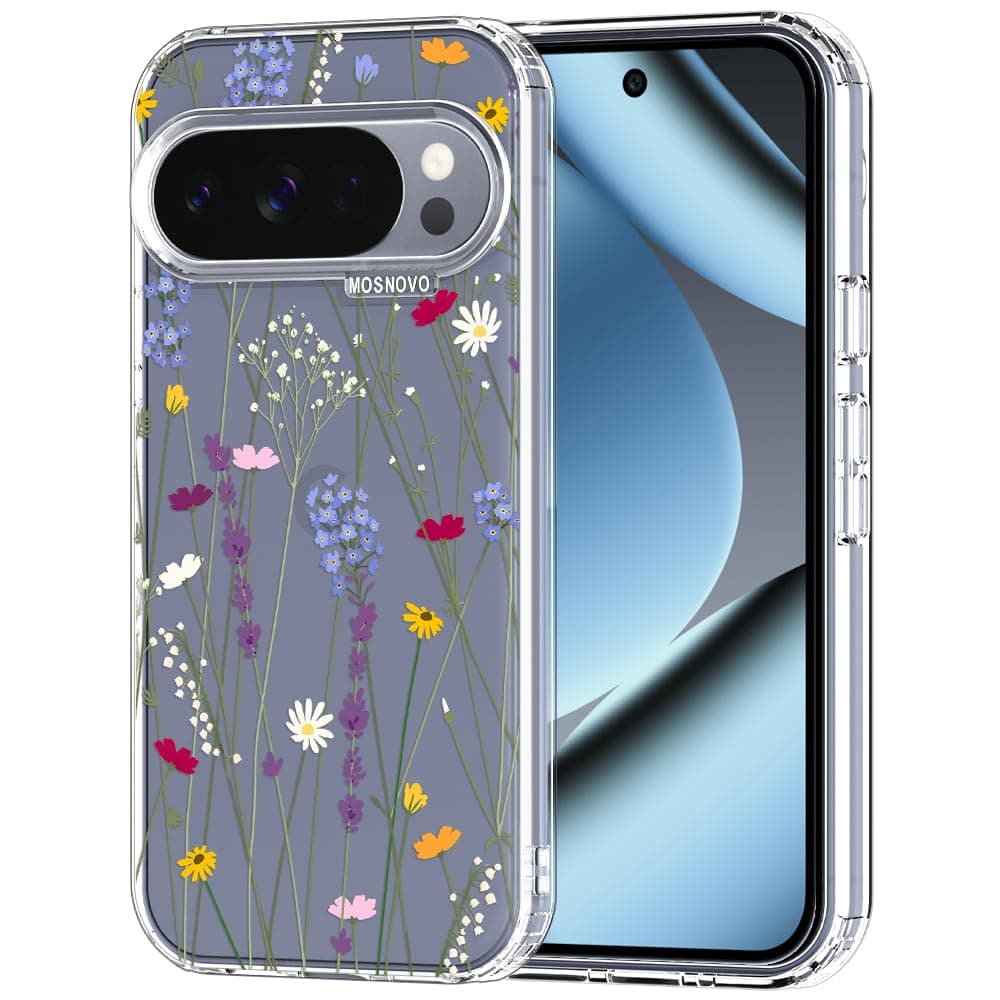 MOSNOVO Case for Google Pixel 9 & Pixel 9 Pro, [Buffertech 6.6ft Military-Grade Drop Protection] [Anti Peel Off Tech] Clear TPU Bumper Phone Case Cover Design - Eucalyptus — view 70