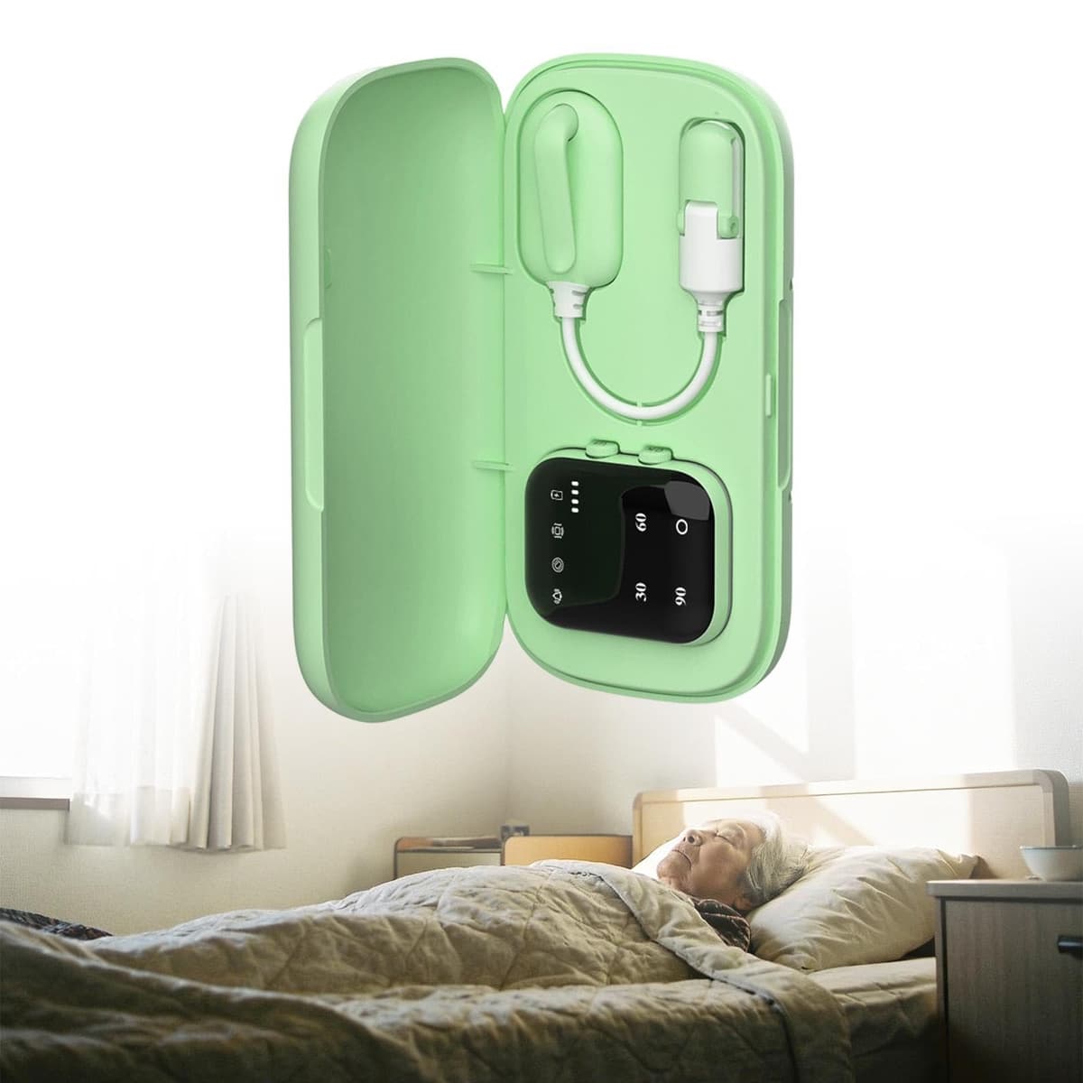Alarma inalámbrica para enuresis, entrenamiento para ir al baño con receptor, alarma de orina para niños, niñas y ancianos, Verde — view 4