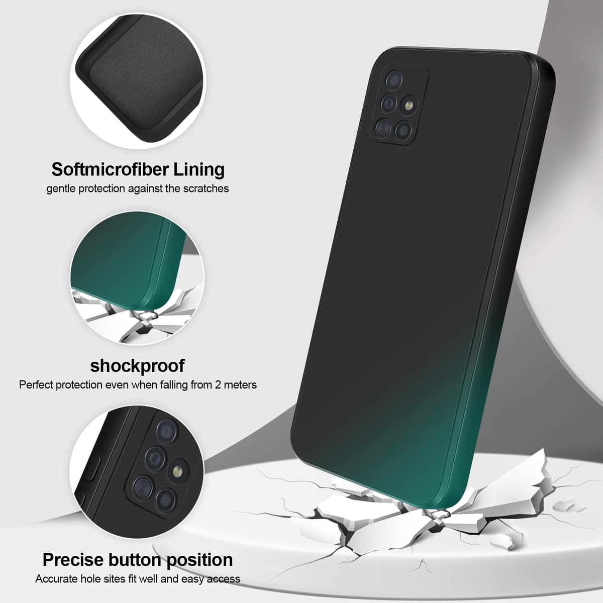 GiiYoon Case Compatible with Samsung Galaxy A51 4G, Silky-Soft Touch Full-Body Protective Phone Silicone Case, Shockproof Cover with Microfiber Lining, Black — view 2