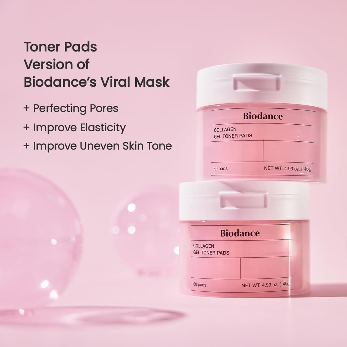 BIODANCE Collagen Gel Toner Pads 60 Counts | Non-Irritating Hydrogel Pads | Pore Minimizing, Improving Elasticity & Exfoliating | Korean Toner Pads for Sensitive Skin | Korean Skincare — view 4