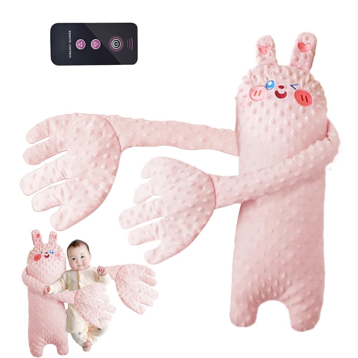 BabyPatting Soother Pillow, Slapping Soft Comfort Plush Animal, Kids Sleeping Toy Doll, Vibrating Mattress Pad, Electric Shape Toy with Remote, for Boys Girls Vibrating Mattress Pad