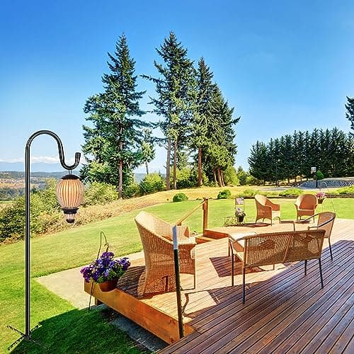 ToyHotels Shepherd Hooks for Outdoor, 1 Pack 46 Inch Bird Feeder Pole with 5 Prongs Base for Hanging Lantern, Hummingbird Feeder, Lightweight Plant, Shepherds Hook for Bird Feeders for Outside — view 3