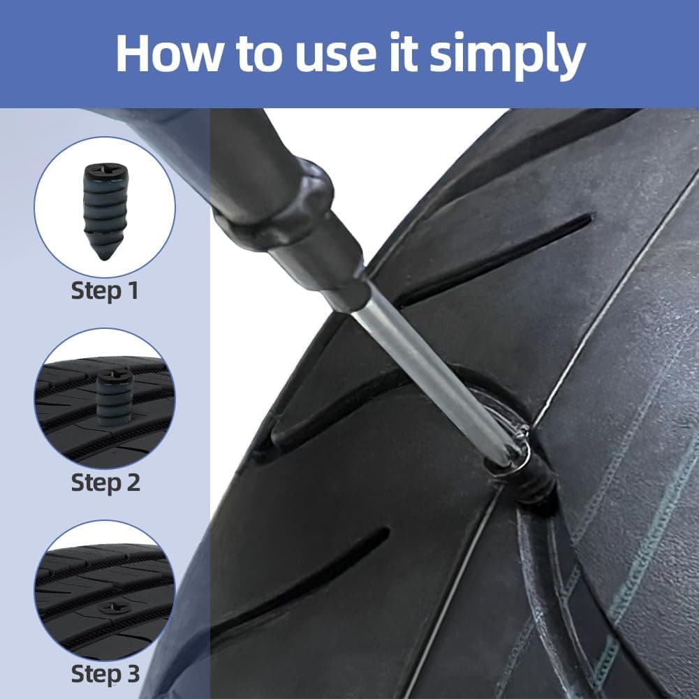 16 Pcs Tyre Repair Screws, Rubber Nail Tire Repair Self-Service Tire Repair Nail, Puncture Repair Nail Vacuum Tyre Repair Nail, General Tire Repair Quick Repair Tool for Car Motorcycle Bicycle — view 5