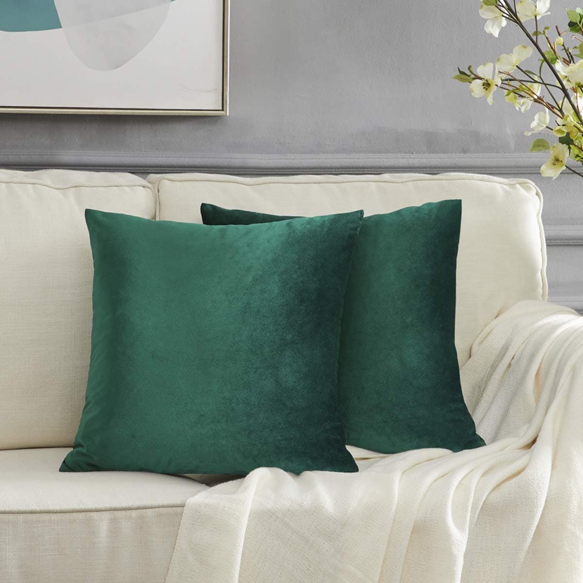 Gris Oscuro Terciopelo Almohada Cubre Caso Suave decoración Fundas de de cojín para sofá Dormitorio Coche Cama Casa Decor 30x50cm ，Pack de 2 — view 25