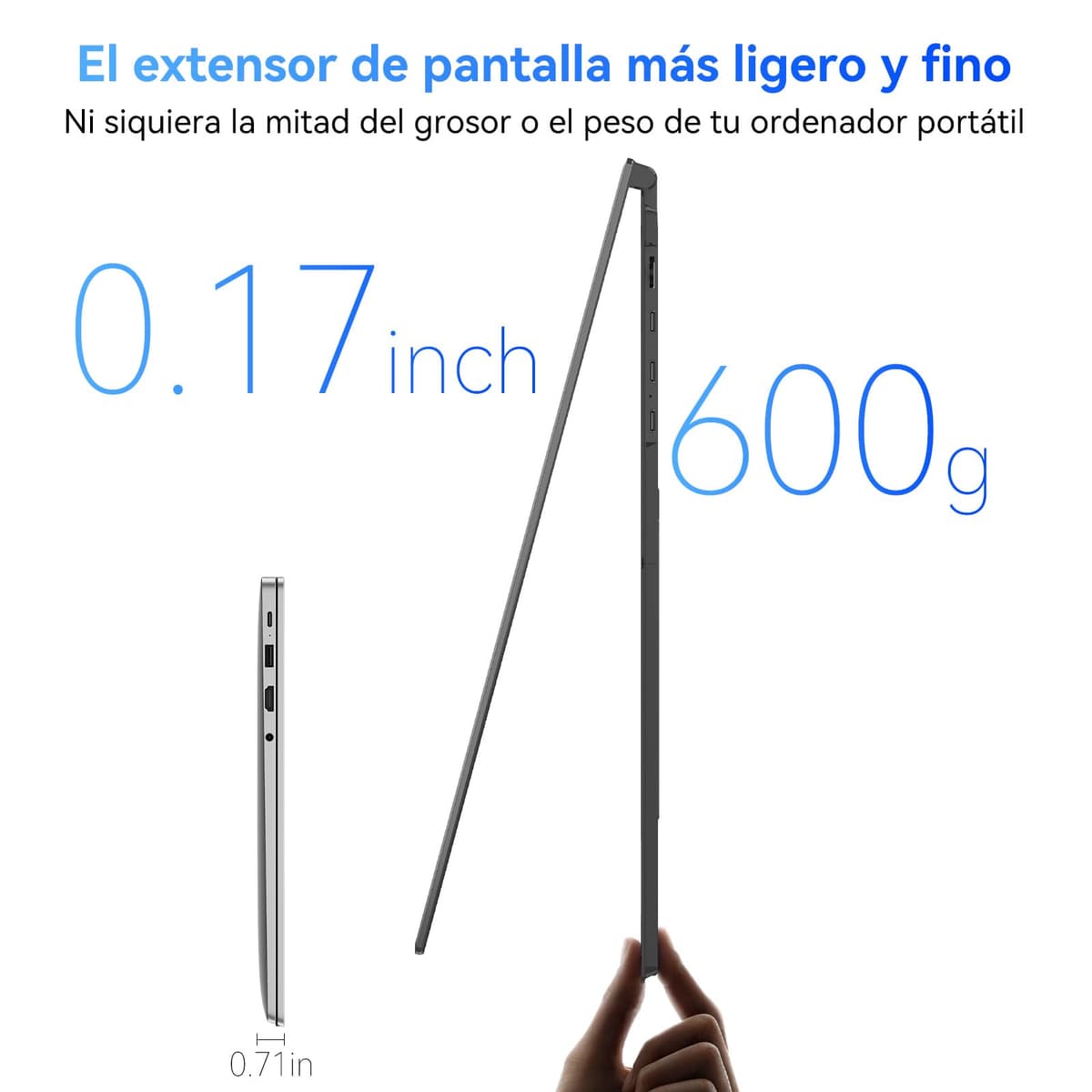 Blackview Pantalla Portatil Extensible Ultradelgado 14" FHD 1080P IPS Monitor Portátil,Certificación TÜV Luz Azul Baja,con HDMI/USB-A/Tipo-C Plug and Play, para Windows/Mac/Chrome/Switch/PS5 — view 2