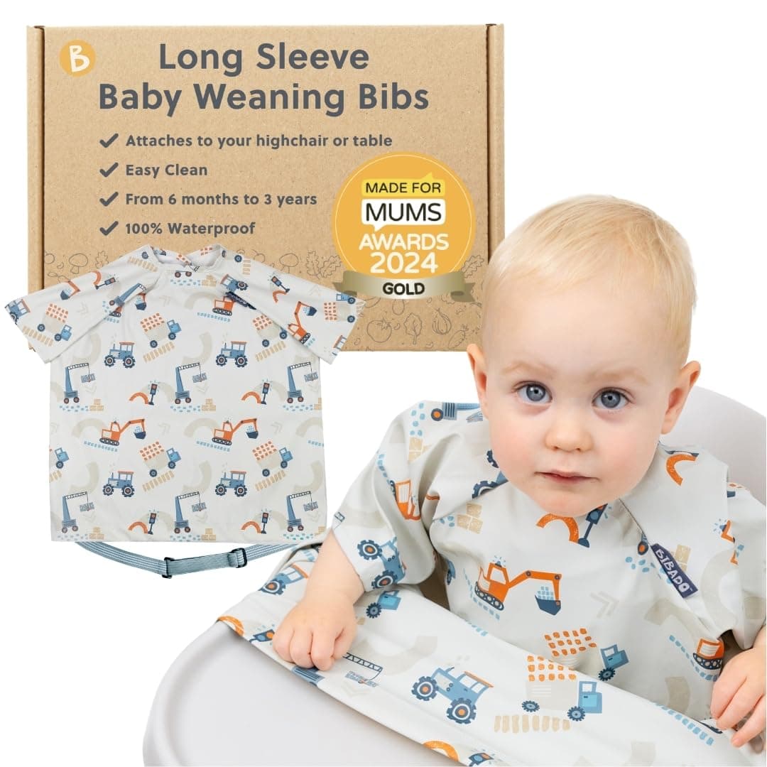 BIBaDO - Short Sleeve Baby Bibs - Babies & Toddlers 6-36 Months - Coverall Baby Weaning Bib - Easy Wipe Clean & Soft Fabric - Attach to Highchair & Tables - Waterproof - Machine Washable - Baby Gifts — view 7