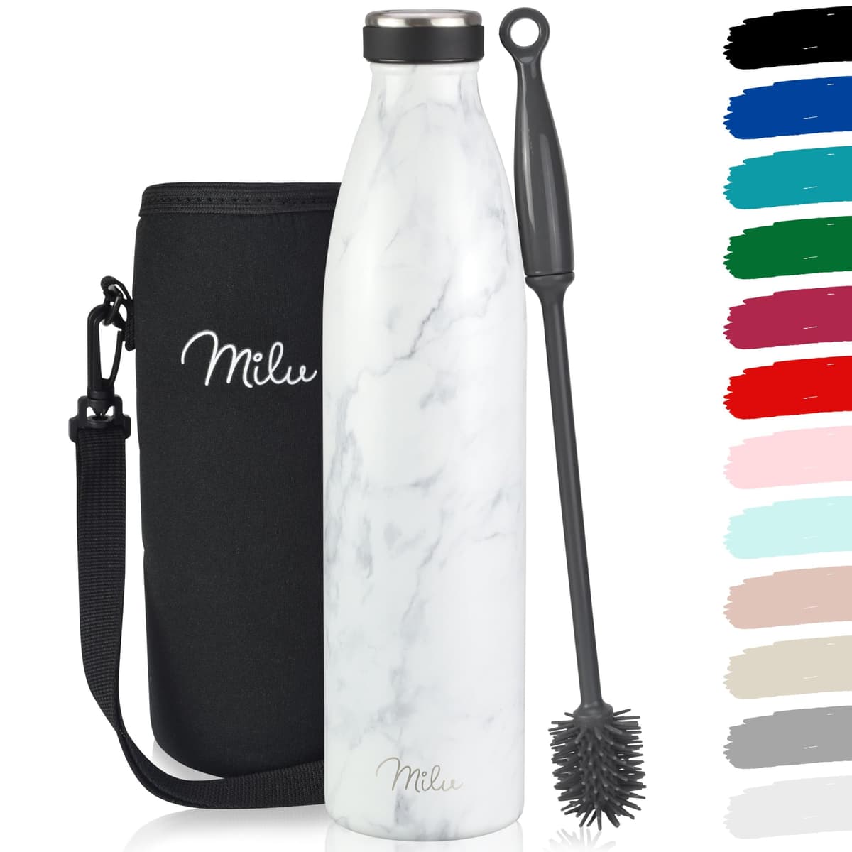 Milu Stainless Steel Drinking Bottle 1500 ml - Insulated Thermo Flask for Water - Leak Proof, Insulated and Double Walled, Carbonated (Granite Navy Blue, 1,5L) — view 68