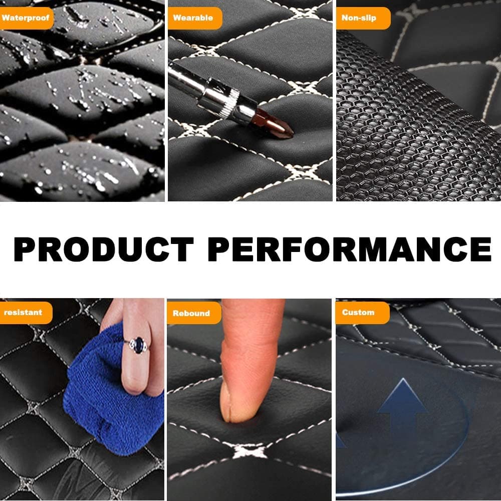 Alfombrillas en Cuero Personalizadas para Mercedes A/B/C/E/G/S/R/V-Class CL GL SL EQ AMG, Impermeable Antideslizante Alfombras de PU Cuero del Coche Negro Rojo — view 8