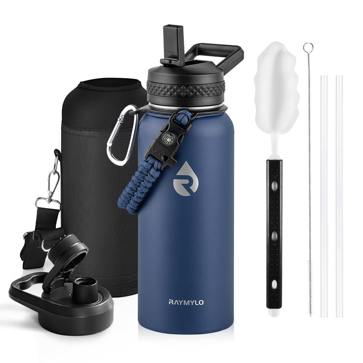 RAYMYLO One Gallon Water Bottle Insulated, Triple Walled Vacuum Stainless Steel (Cold for 48 Hrs), Leak Proof & Non-BPA, Large Water Flask Jug with Paracord Handle & Straw Spout Lids — view 63