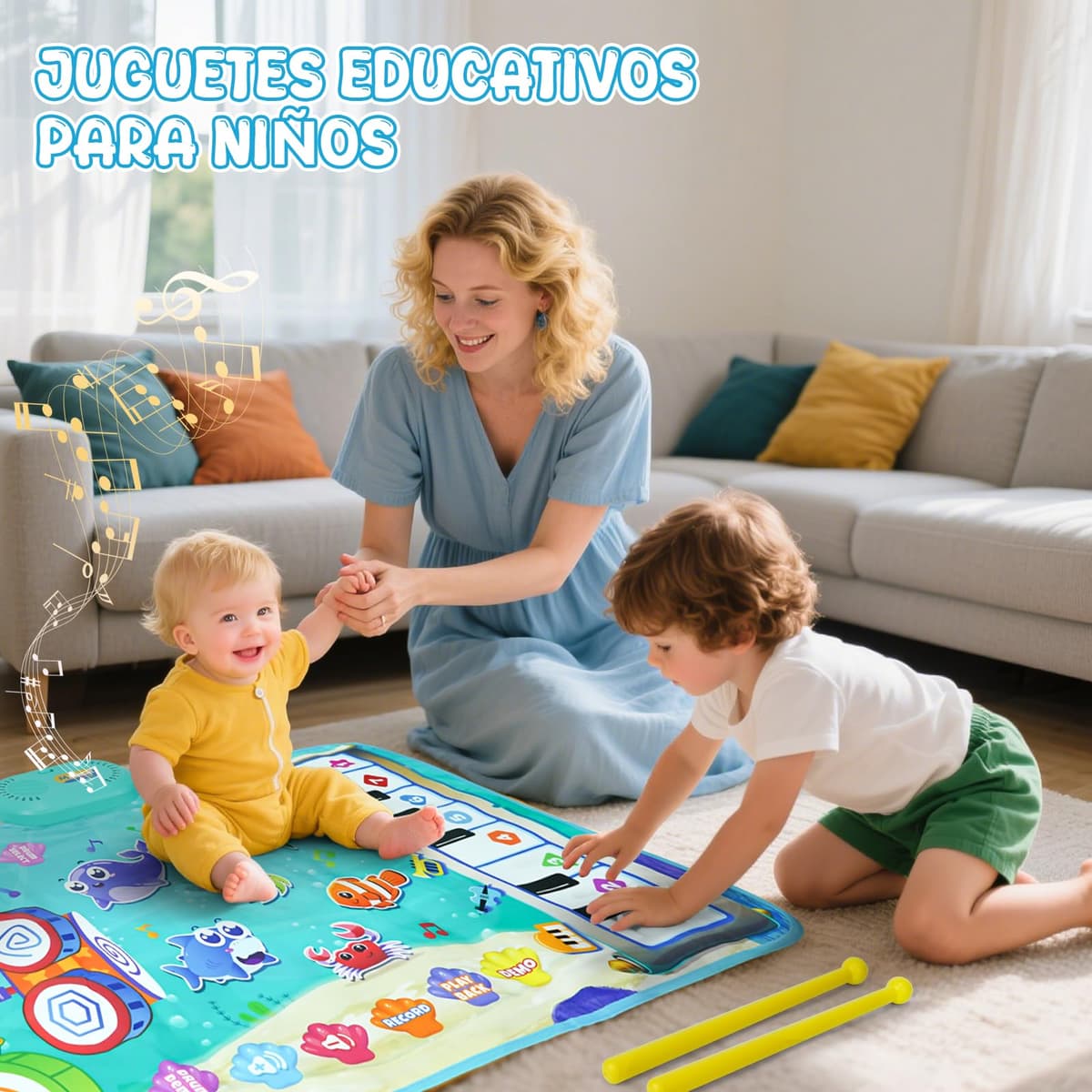 kidmance Juguetes 1 Niños Año, Alfombra Musical para Bebés con Piano, Tambor y 6 Animales Marinos, Regalo Ideal para Bebé Niños de 1 a 3 Años (Cumpleaños, Navidad, Bautizo) — view 5