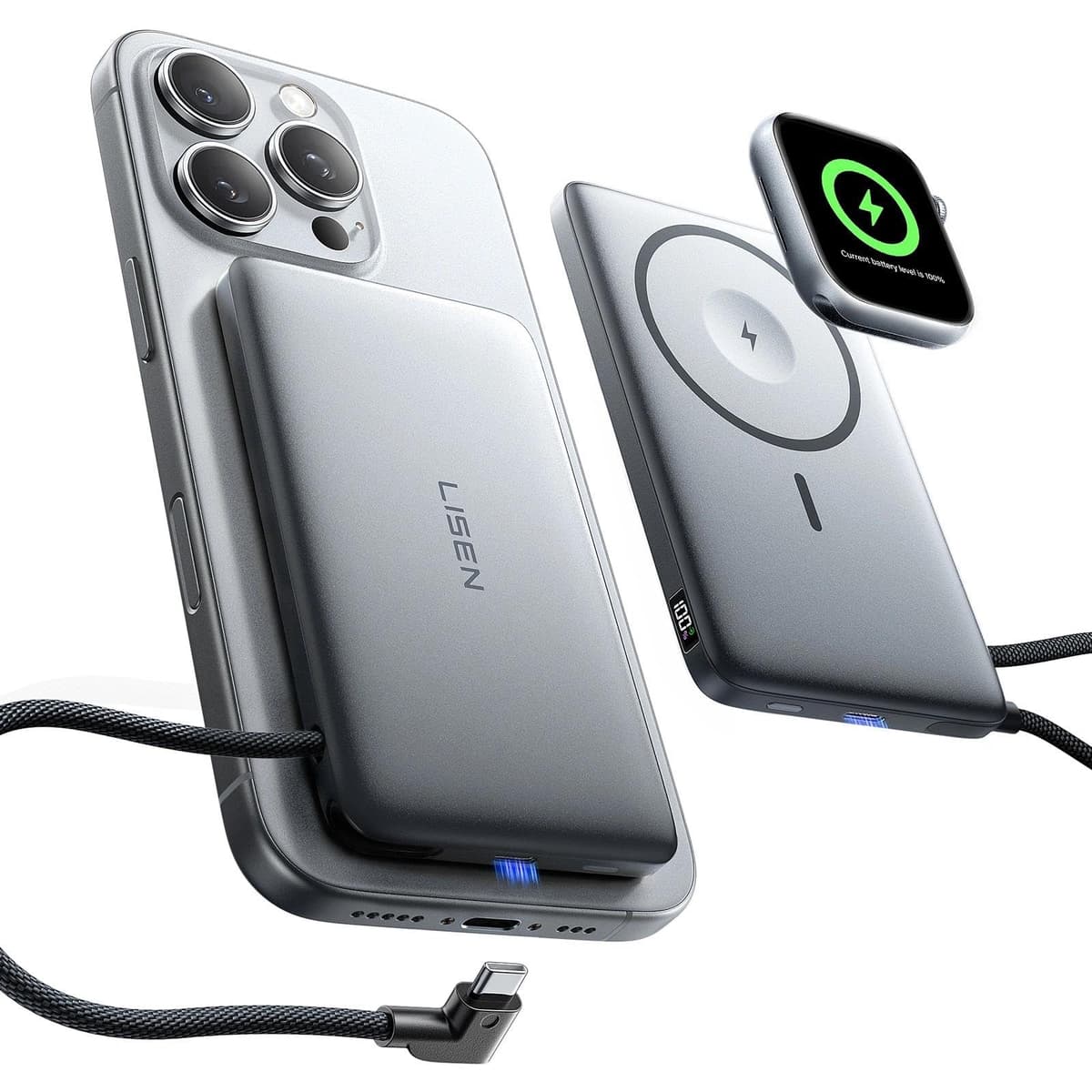 LISEN [0.3'' Ultra Slim [Qi2 15W Max] for MagSafe Battery Pack,5000mAh MagSafe Power Bank Wireless,Travel Essentials Portable Charger,Magnetic Power Bank for iPhone 17 Pro Max Plus Air 16 15 14 13 12 — view 13