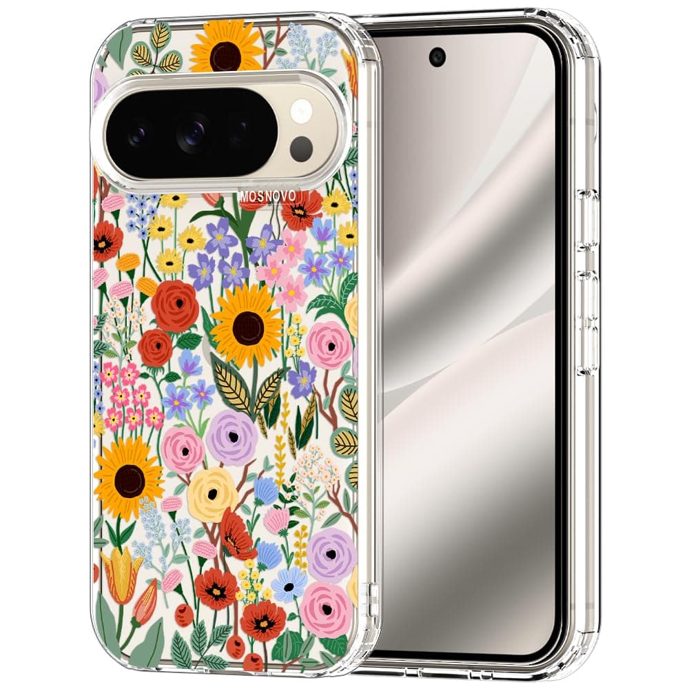 MOSNOVO Case for Google Pixel 9 & Pixel 9 Pro, [Buffertech 6.6ft Military-Grade Drop Protection] [Anti Peel Off Tech] Clear TPU Bumper Phone Case Cover Design - Eucalyptus — view 69