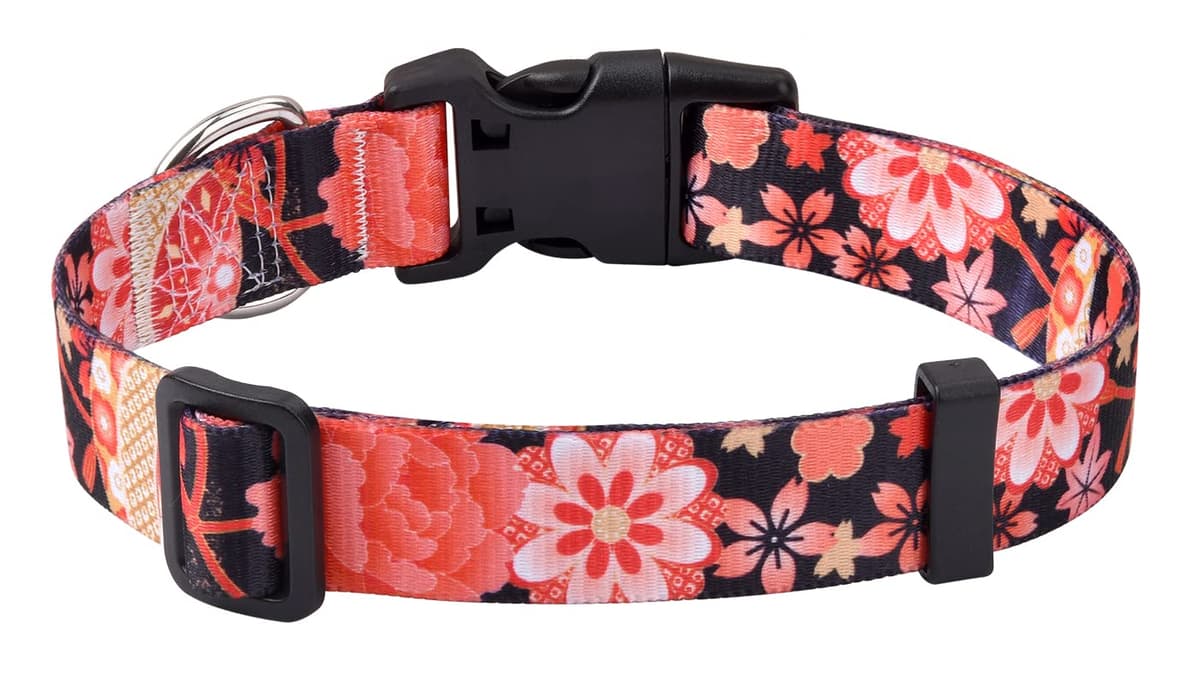 Mihqy Dog Collar for Small Dogs, Cute Small Medium Large Dog Pet Collar, with Floral Patterns, Soft Adjustable for Boy Girl Female Male Puppy Dog Collar(Floral Pink,S) — view 20
