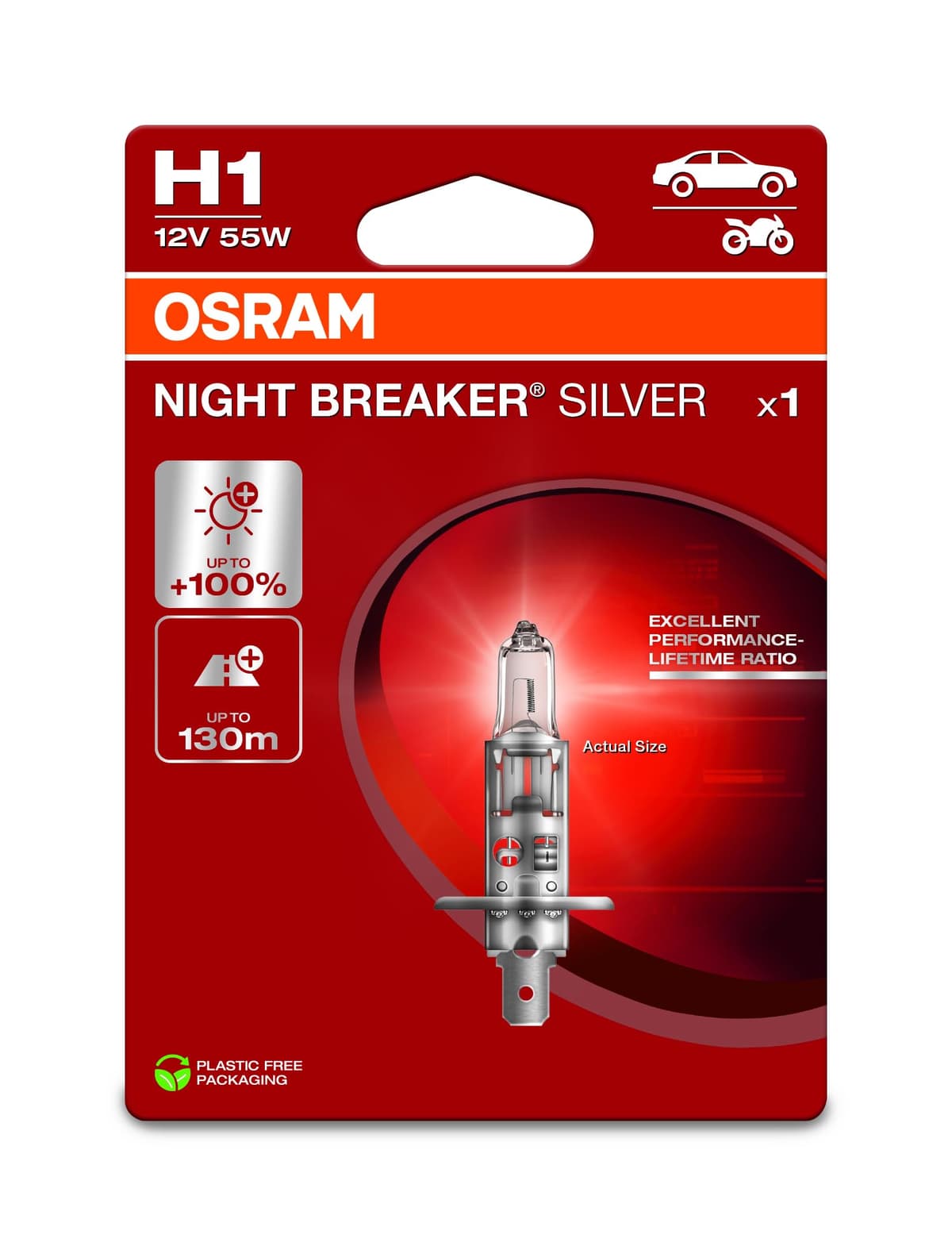 OSRAM NIGHT BREAKER® SILVER, H1, halogen headlight lamp, Single Blister (1 lamp) — view 2