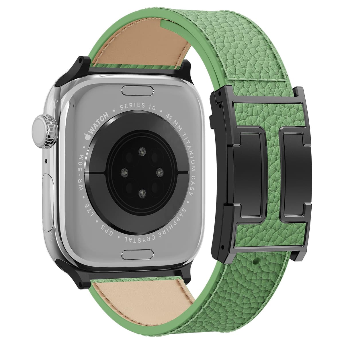Leather Watch Band with Magnetic Buckle,Dressy Apple Watch Ultra Leather Band Rugged Durable Replacement Strap for Men & Women — view 22