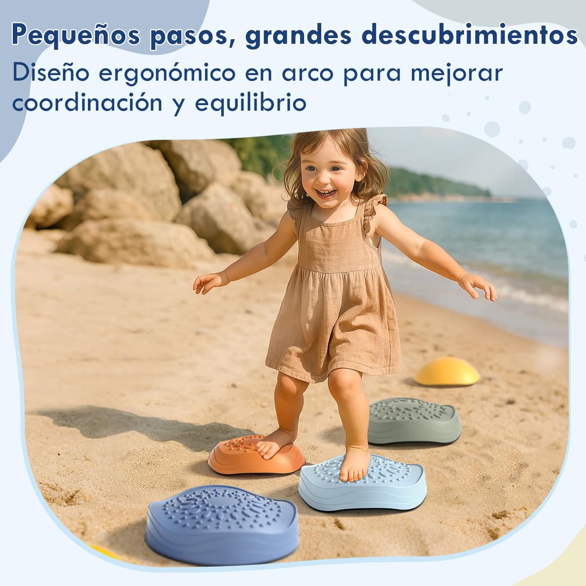 Lehoo Castle Piedras de Equilibrio para Niños,6 pcs Antideslizante Piedras de Paso para Niños, Juego de Equilibrio Exterior, Desarrollo Sensorial y Coordinación, Curso de Obstáculos — view 3