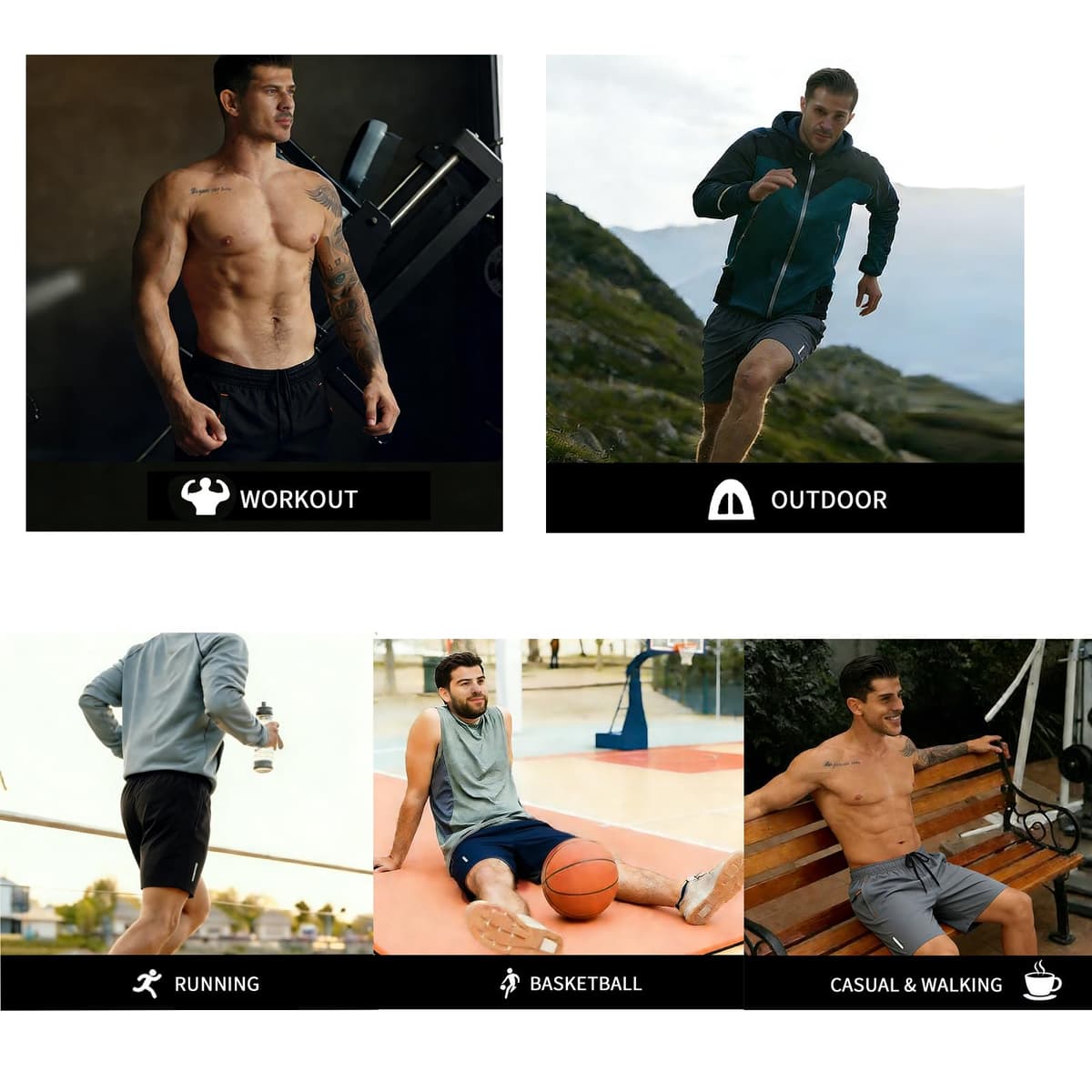 SHAGGA Paquete de 3 pantalones cortos de gimnasio para hombre, ligeros, de secado rápido, entrepierna corta, 7 con bolsillos con cremallera para correr, fitness y joggers — view 5