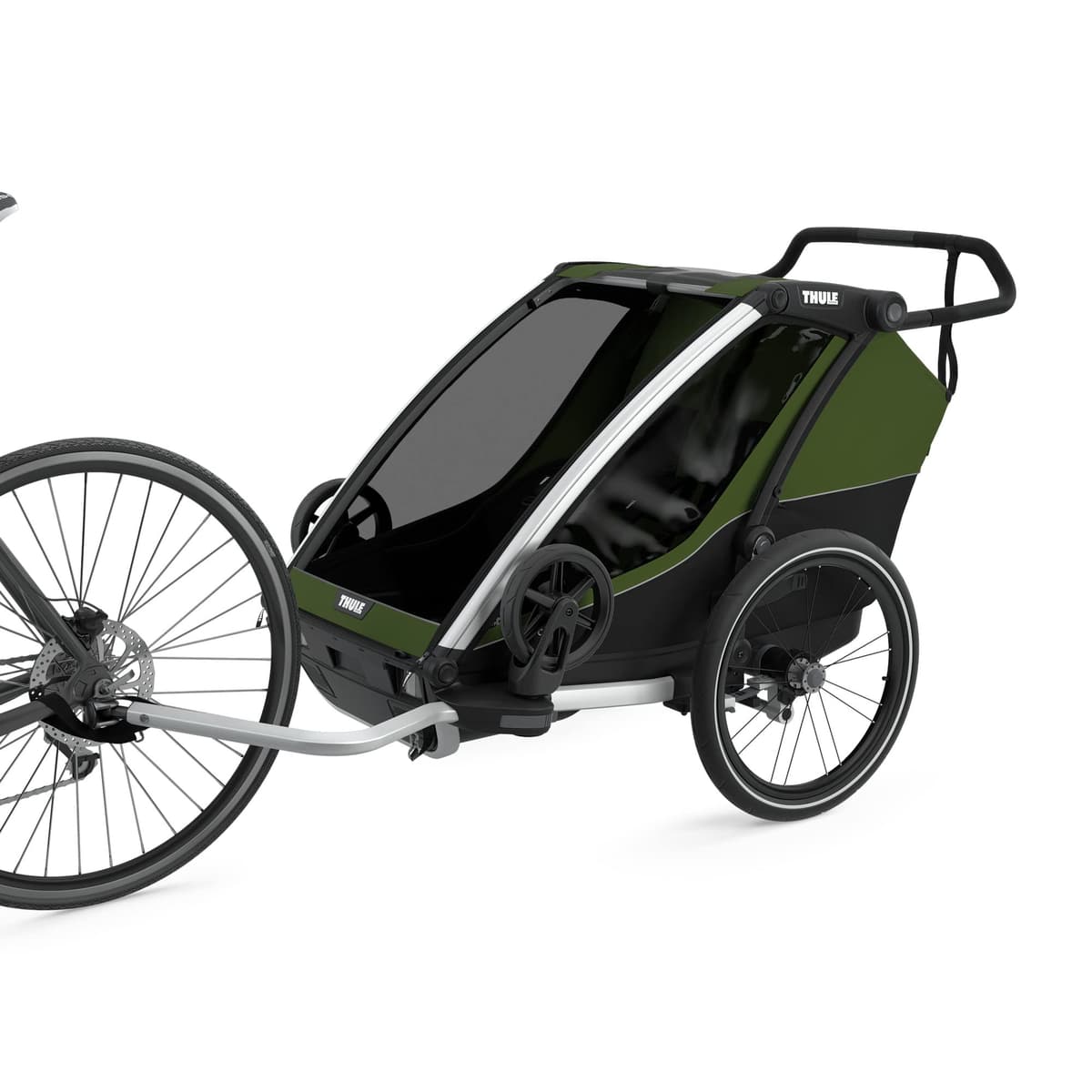 Thule, Chariot Cab 2, Trailer/Stroller, Aluminium/Cypress Green, Uni, Unisex-Adult — view 2