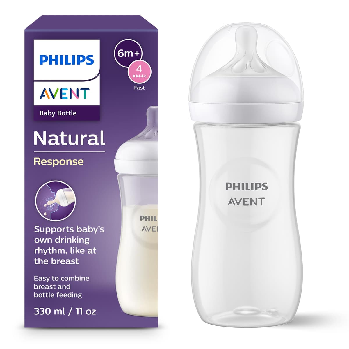 Philips Avent Natural Response Baby Bottle - 2 x 125ml Baby Milk Bottle for Newborns and Up, BPA Free, 0+ Months (Model SCY900/02) — view 16