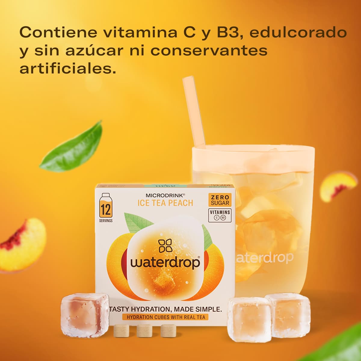waterdrop® Microdrink, Té Frio MELOCOTÓN, 36 Pastillas Saborizantes Para Agua SIN AZÚCAR, Té NEGRO, Con VITAMINAS, Refresco Instantaneo Sin Calorias, Infusiones Variadas Polvo, Ice Tea — view 3