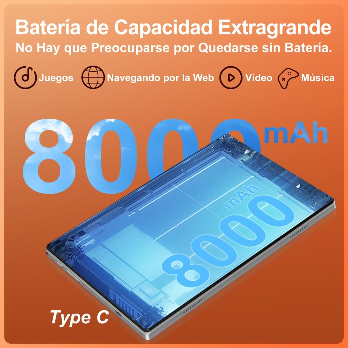 10 Pulgadas Android 15 Tablet 8000mAh Octa-Core, 30 GB RAM + 128 GB ROM (2 TB TF),Widevine L1,FHD IPS,USB-C, Wi-Fi 5G, BT5.0, 5MP+8MP, Pantalla Táctil, Facial ID, Tableta PC con Teclado y Ratón — view 2