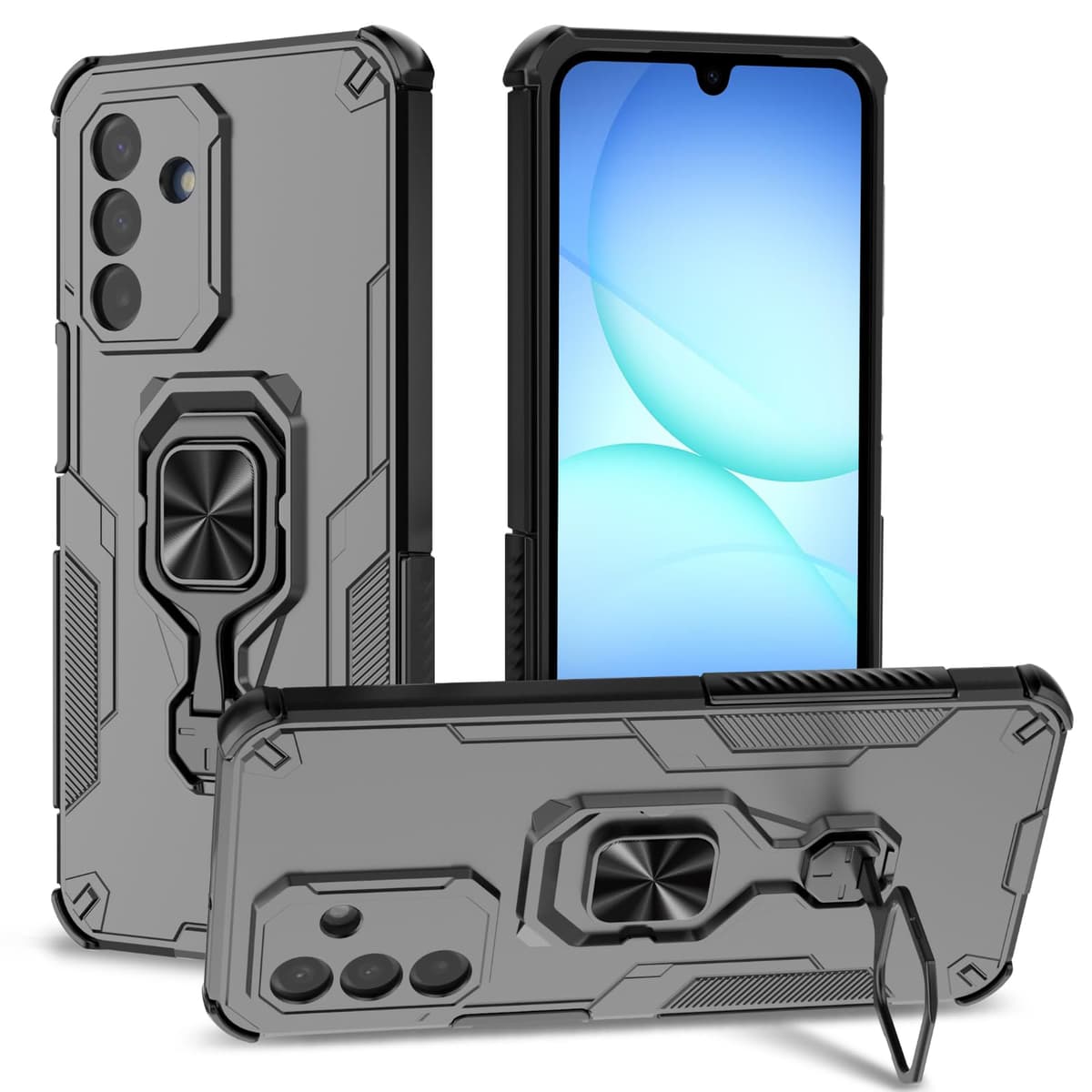 Funda para CMF Phone 2 Pro, Carcasa Antigolpes con Soporte anular metálico, Case Protectora de Grado Militar, Negro — view 651