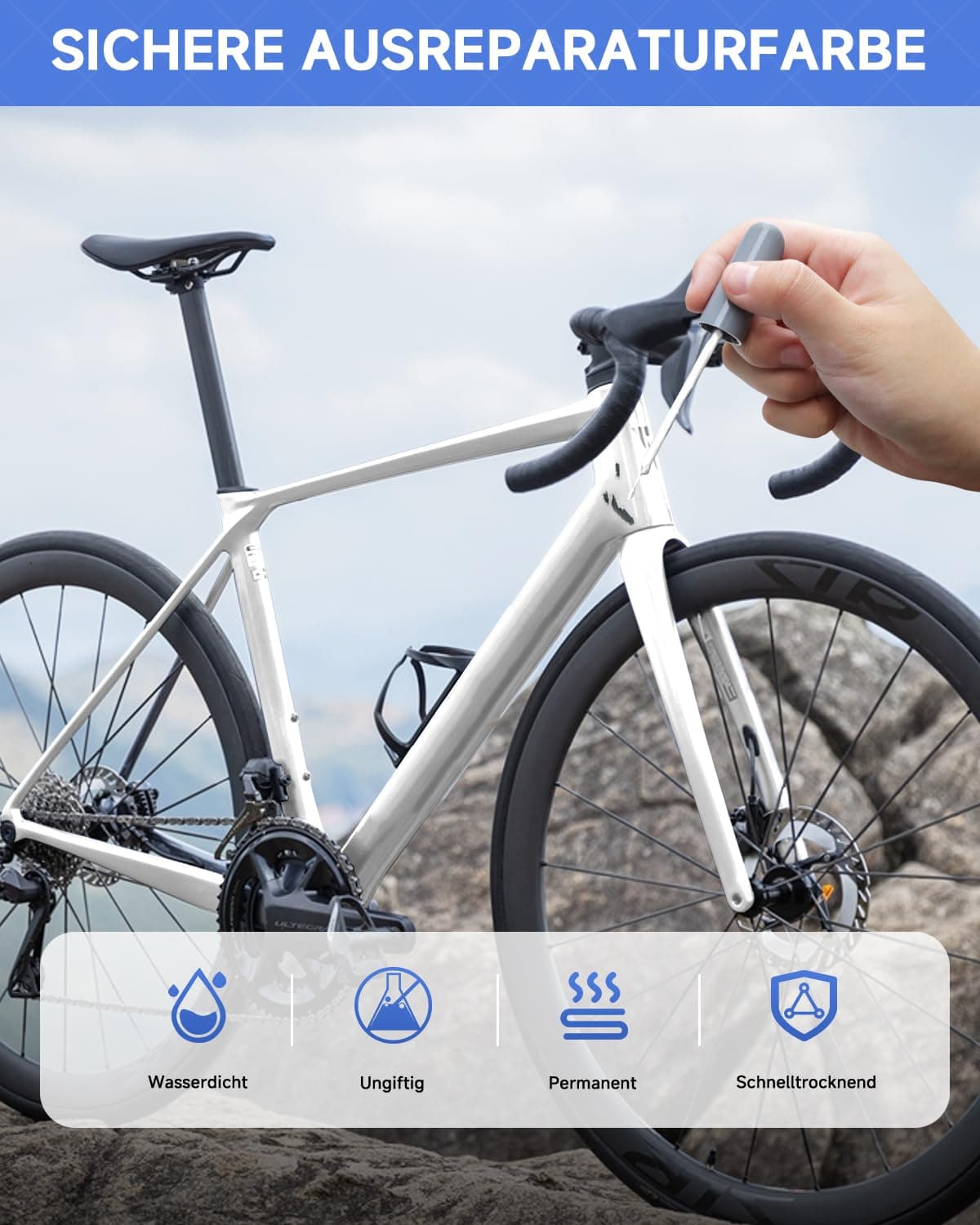 Pintura brillante en carbono para bicicleta - Reparador de pintura para Giant, use lápiz de pintura para metal y plástico - Pintura para bicicleta de alta cobertura — view 5