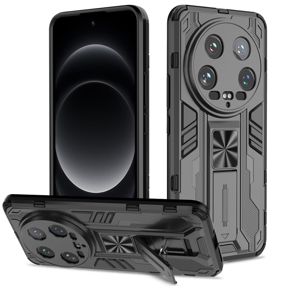 Funda para CMF Phone 2 Pro, Carcasa Antigolpes con Soporte anular metálico, Case Protectora de Grado Militar, Negro — view 751