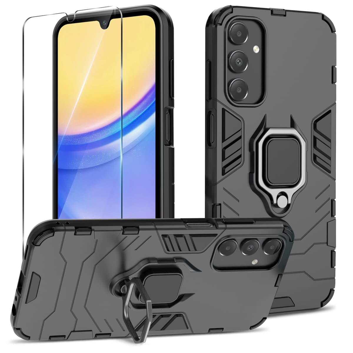 Funda para CMF Phone 2 Pro, Carcasa Antigolpes con Soporte anular metálico, Case Protectora de Grado Militar, Negro — view 1148