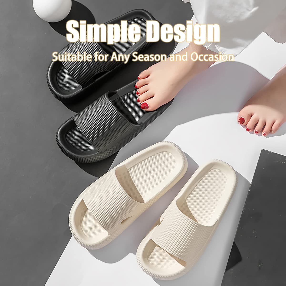 rosyclo Cloud Slippers for Women and Men, Pillow House Slippers Shower Shoes Indoor Slides Bathroom Sandals, Ultimate Comfort, Lightweight, Thick Sole, Non-Slip, Easy to Clean — view 6