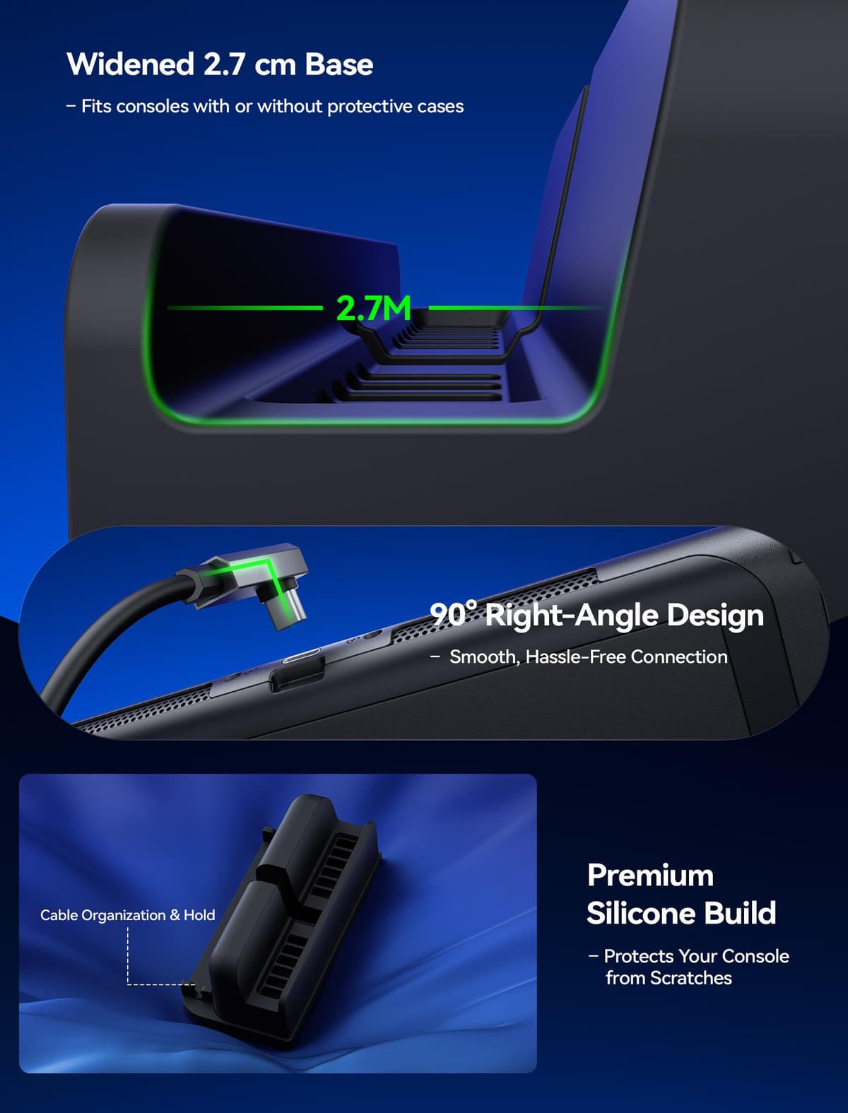 JSAUX Cable Extensor con Soporte para Dock de Switch 2, Extensión USB C de 35 cm, Carga Rápida y Datos 10 Gbps, Salida de Video 4K a 60 Hz, Función Dock 1:1, Ventilación Pasiva, para Fundas Gruesas — view 5