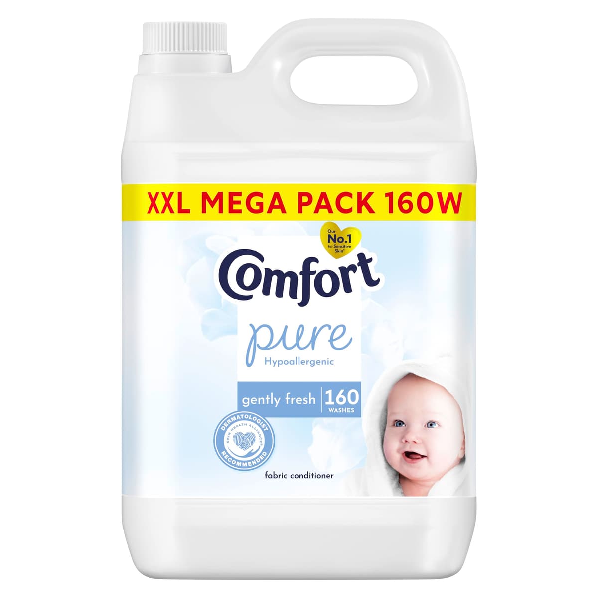 Comfort Pure Sensitive Fabric Conditioner dermatologically tested gentle next to sensitive skin 160 washes (4.8 L) 4800 ml (160 washes) (Pack of 1)