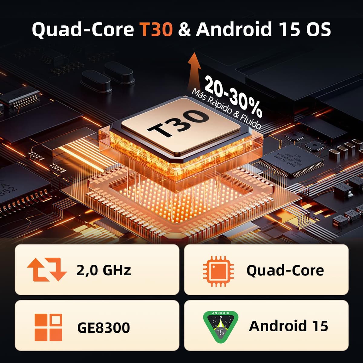 Tablet 10 Pulgadas, Tableta Android 15 con Funda, Unisoc T30 Quad-Core, 18 GB RAM + 128 GB ROM + 1 TB TF, Pantalla HD IPS 1280x800, Cámara Dual 5MP + 8MP, 6000 mAh, WiFi 6, BT 5.0, Widevine L1 (K302) — view 2