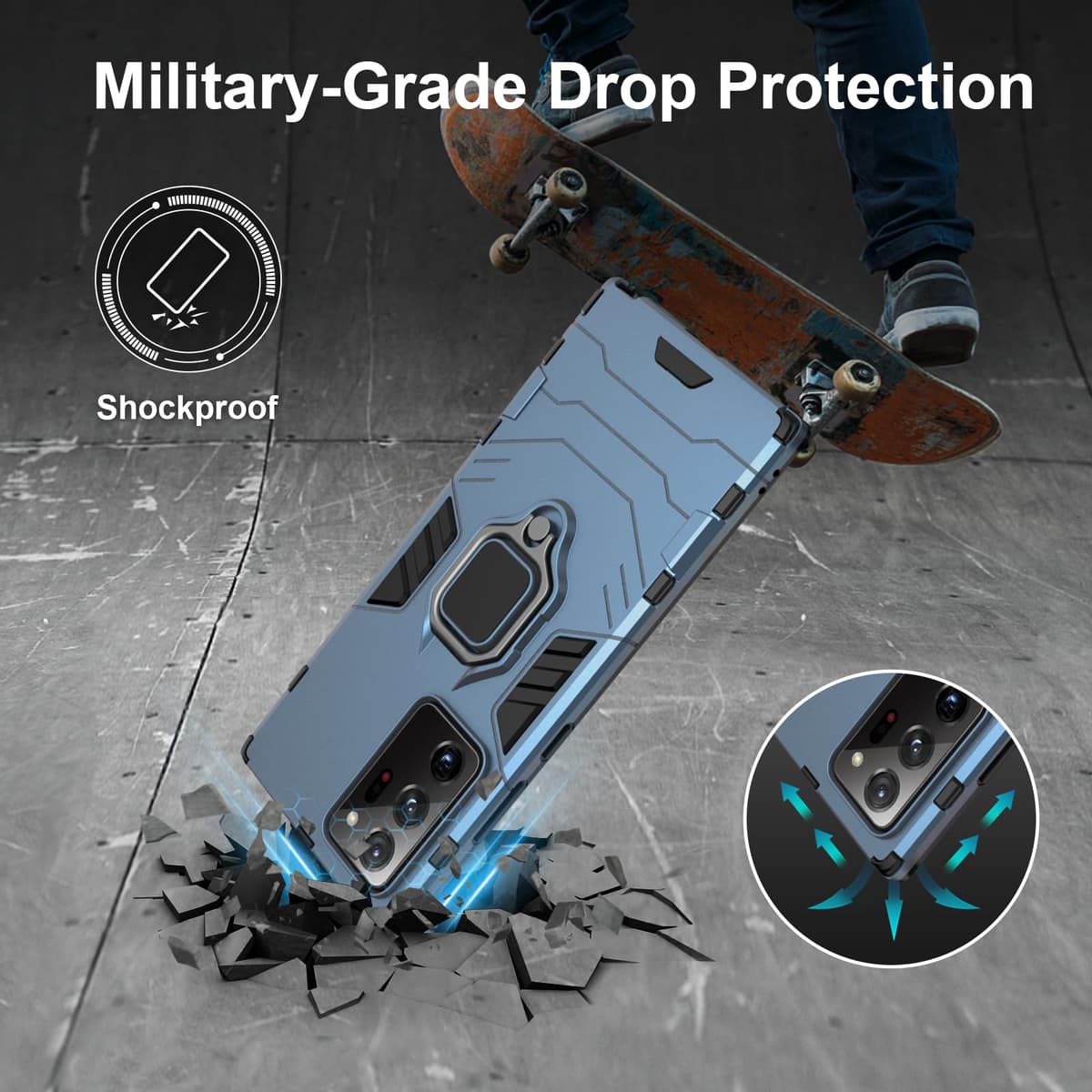 Funda para CMF Phone 2 Pro, Carcasa Antigolpes con Soporte anular metálico, Case Protectora de Grado Militar, Negro — view 779