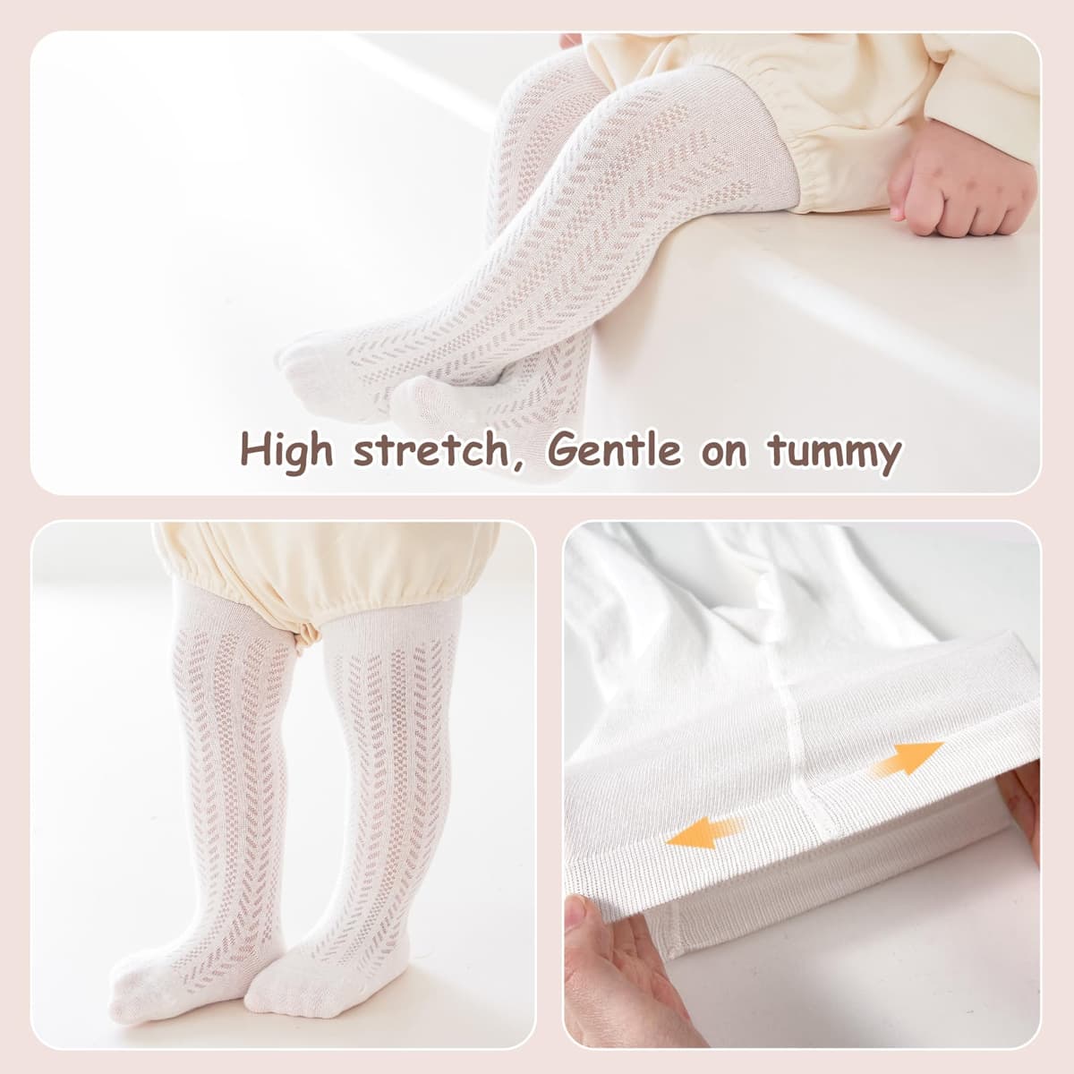 Miipat 2 Pares Medias para Niña, Bebé Medias Pantimedias Caladas Suaves y Elásticas, para Niña Pequeña Colegio, Fiesta, Baile y Ocasiones — view 4