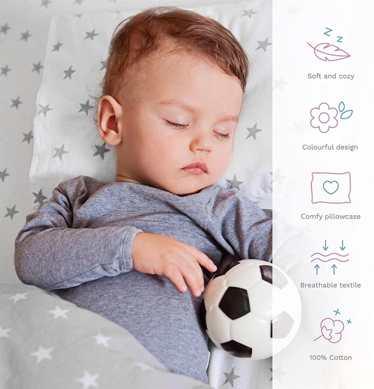 Baby Comfort 4 Piece Toddler Kids Cot Bed Set 120x90 cm Duvet Pillow Duvet Cover Pillowcase 12M+ (It's a Girl) — view 3