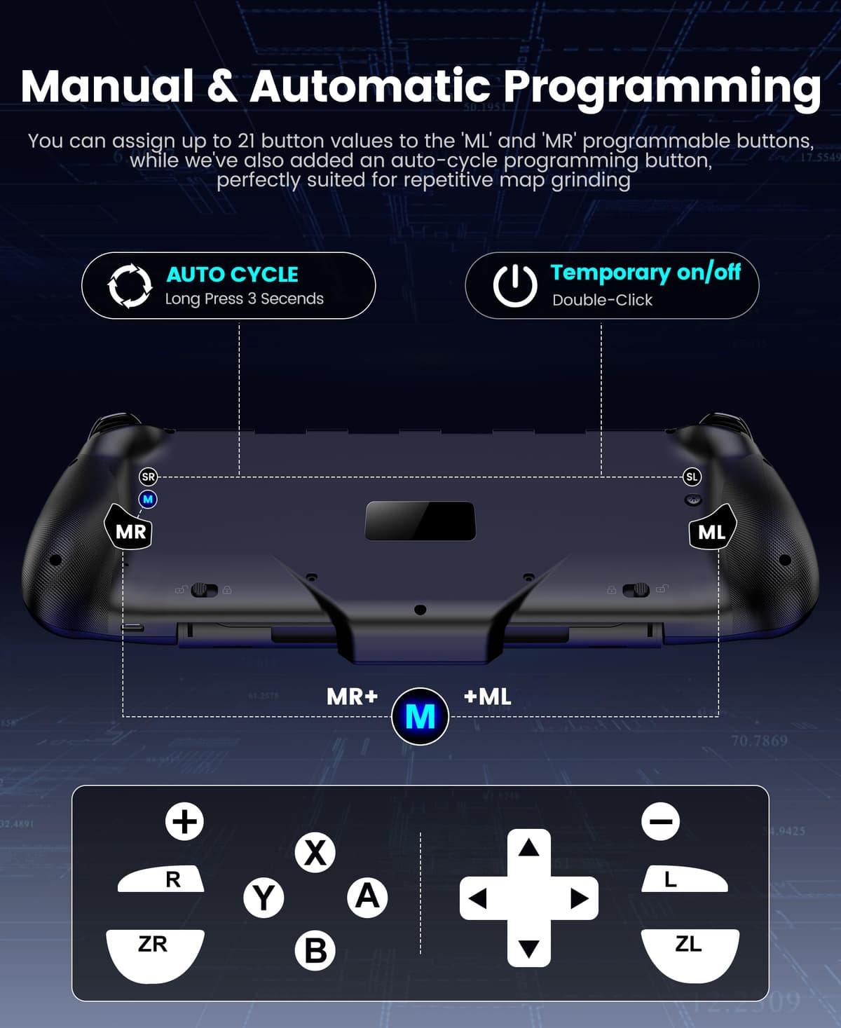Mando inalámbrico Switch 2, mando pro con joystick de efecto Hall, mando de una pieza para Switch 2 Joy Con, mando de repuesto con RGB/4 ranuras para tarjetas/eje giroscópico/Turbo/Vibración dual — view 5